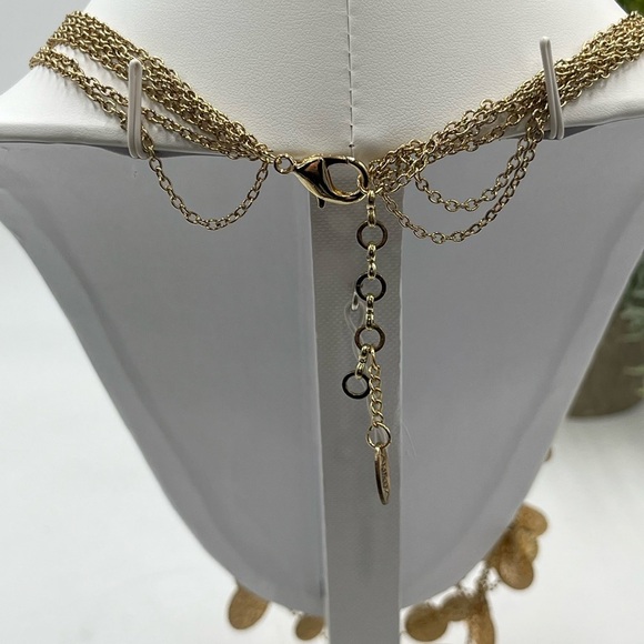 Natasha Gold Tone Multi Layered Disc Long Necklace - Picture 7 of 11